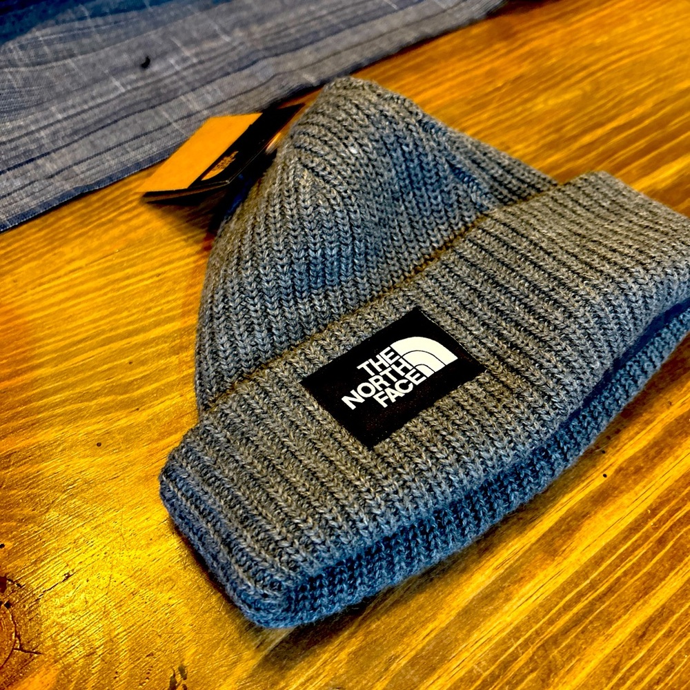 NWT Mens The North Face Salty Dog Lined Cuffed Beanie Hat Ski Cap Gray Black